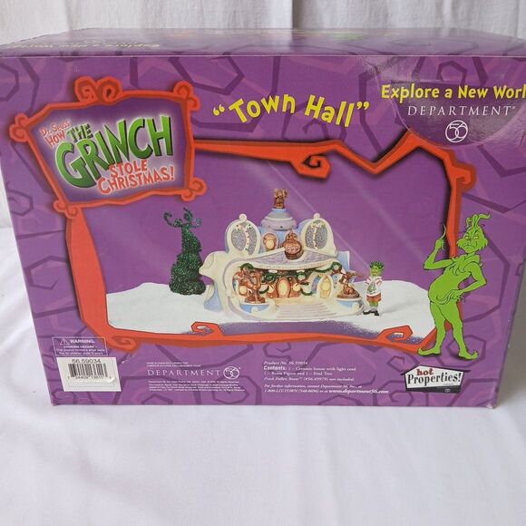 Dept 56 How The Grinch Stole Christmas Town Hall Brand New In Box 2000  Retired - Picture 5 of 7